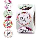 500 pcs Thank You Flower Print Sticker Roll