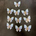 10Pcs set  Paper Butterfly Cake decorations -Blue/gold glitter