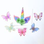 Unicorn theme With 5Pcs set  Paper Butterfly Cake decorations