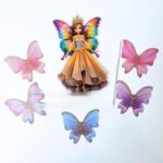 Fairy topper With 5Pcs set Paper Butterfly Cake decoration