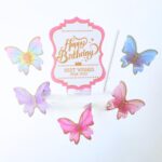 Birthday Tag With 5Pcs set  Paper Butterfly Cake decoration