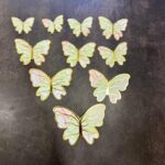 10Pcs set  Paper Butterfly Cake decorations -Green shade