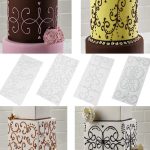 Cake Fondant Impression Mat - Scroll Vine Lace Texture Embossing Mat for Cake Decorating (Set of 4)