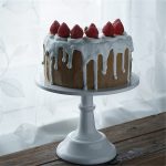 Tall Metallic Pedestal Cake Stand White