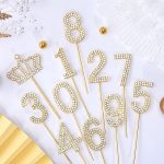 0-9 Golden Diamond Glitter Alloy Stone Number Toppers
