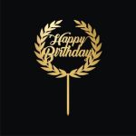 Acrylic Gold Leaf Happy Birthday Cake Topper