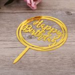 Happy Birthday Topper Acrylic Double Round Assorted Colours