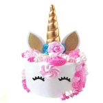Gold Unicorn Birthday Cake Toppers set