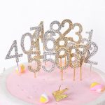 0-9 Silver Diamond Glitter Alloy Stone Number Toppers