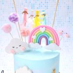 Unicorn rainbow cloud polymer clay argil Cake Topper