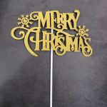 Merry Christmas Cake Topper GOLD (snow)