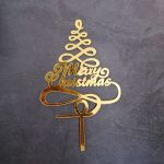 Merry Christmas cake Topper GOLD (tree shape)