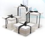 12" Square Cake Box Transparent (paper+pvc)  3parts