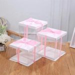 14" Square Cake Box Transparent (paper+pvc) 3 parts