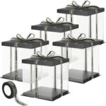10" Square Cake Box 3parts -Transparent - (paper+pvc)Black