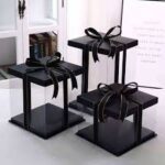 10" Square Cake Box 3parts -Transparent - (paper+pvc)Black