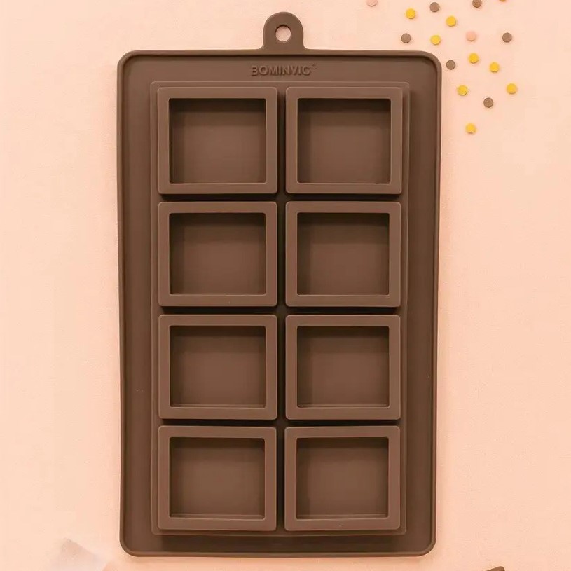 1763913808_2111.jpeg Silicone Chocolate Bar Mold – 10-Cavity Square Block Design | CM211 - Image 1