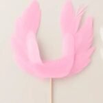 Feather Cake Topper – Pink & White Decorative
