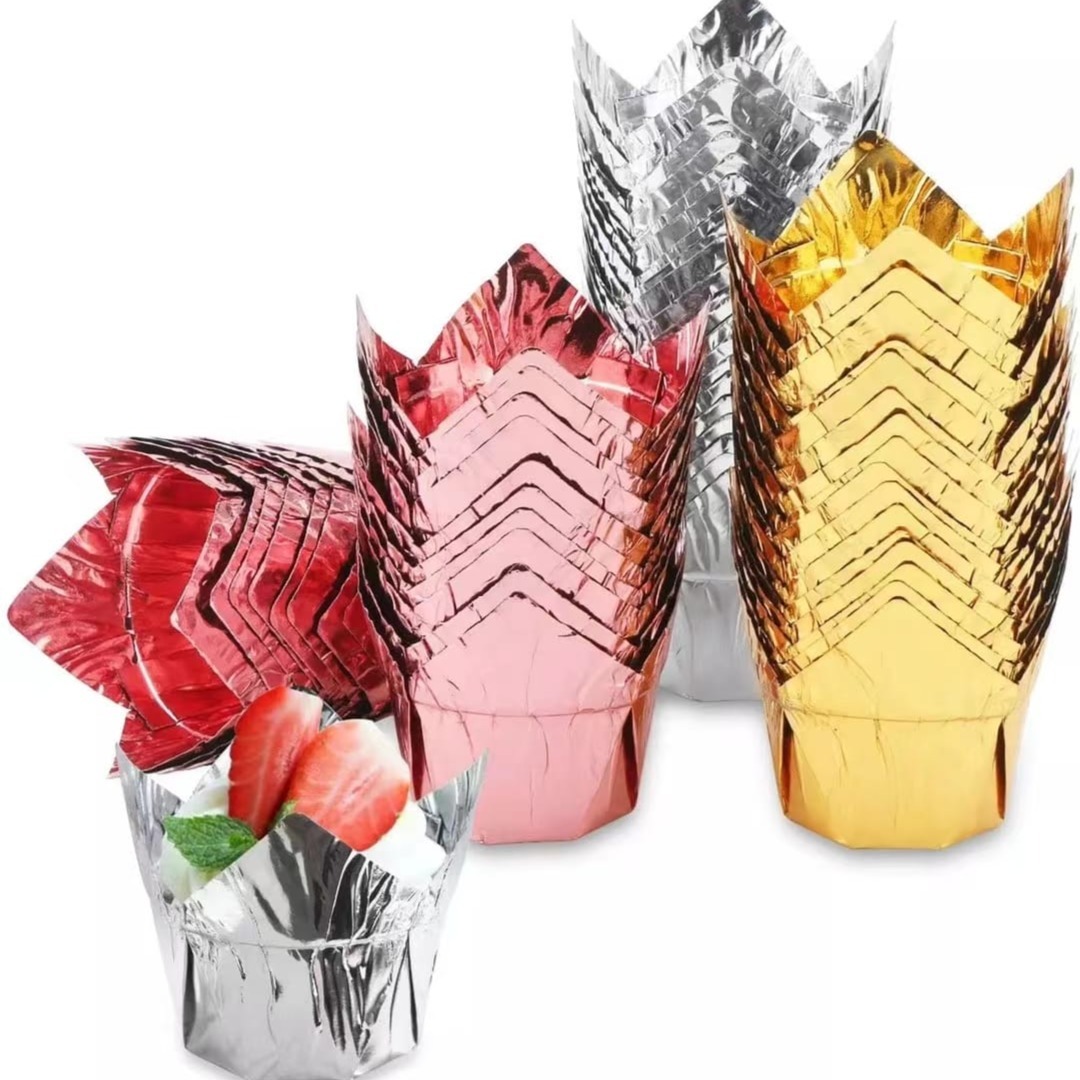 1764429167_tulip.jpeg ROSE Gold**Tulip Baking Cups For Muffin Pack of 50 - Image 1