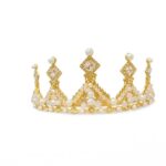 Gold Pearl & Crystal Royal Tiara Crown