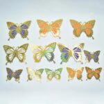 Golden Glitter Orange & Purple Butterfly Cake Topper