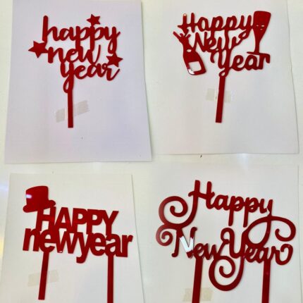 Happy New Year Topper Assorted Red