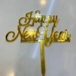 Happy new year gold acrylic .