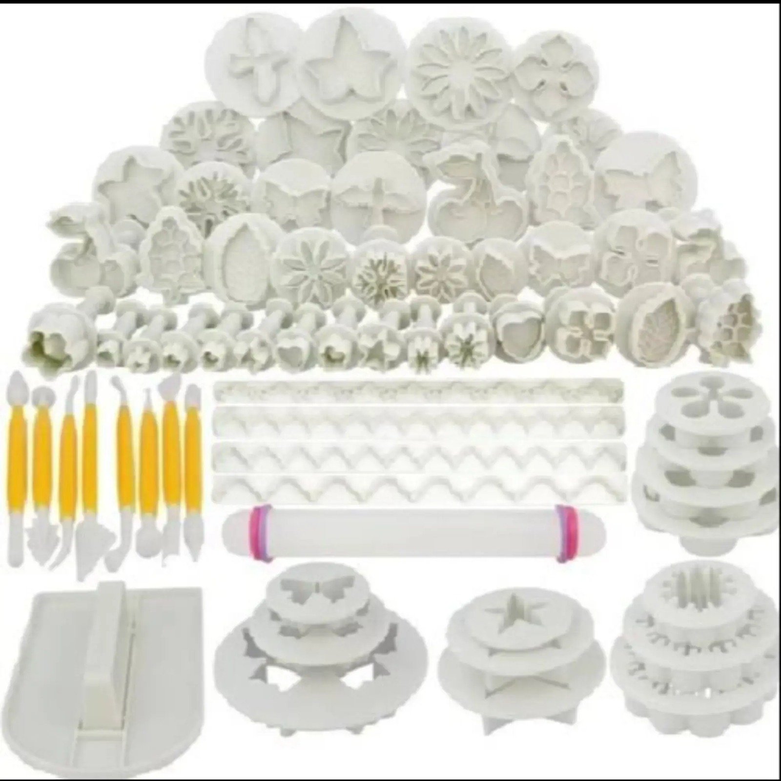 1784214284_plu.jpeg 46-piece Fondant set - Includes Fondant Cutters, Rolling Pins and Other Tools - Image 1