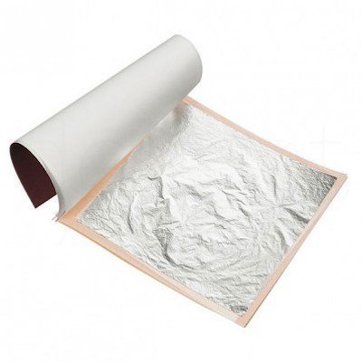 BHPOS_1713390524_8557.jpg EDIBLE SILVER LEAF, 25 LEAVES (95x95 mm) Argent Alimentaire Brand - Image 1